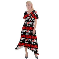 Just Killing It - Silly Toilet Stool Rocket Man Cross Front Sharkbite Hem Maxi Dress by DinzDas