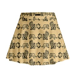 Inka Cultur Animal - Animals And Occult Religion Mini Flare Skirt by DinzDas