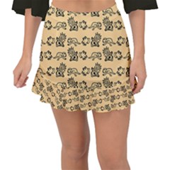 Inka Cultur Animal - Animals And Occult Religion Fishtail Mini Chiffon Skirt by DinzDas