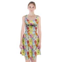 Abstract Flowers And Circle Racerback Midi Dress by DinzDas