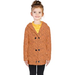 Animal Skin - Lion And Orange Skinnes Animals - Savannah And Africa Kids  Double Breasted Button Coat by DinzDas