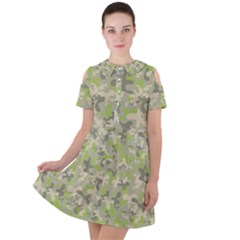 Camouflage Urban Style And Jungle Elite Fashion Short Sleeve Shoulder Cut Out Dress  by DinzDas