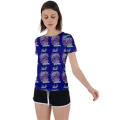 Jaw Dropping Horror Hippie Skull Back Circle Cutout Sports Tee by DinzDas