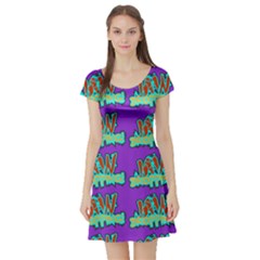 Jaw Dropping Comic Big Bang Poof Short Sleeve Skater Dress by DinzDas