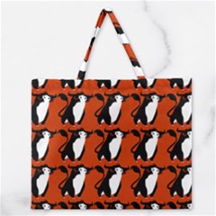  Bull In Comic Style Pattern - Mad Farming Animals Zipper Large Tote Bag by DinzDas