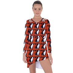  Bull In Comic Style Pattern - Mad Farming Animals Asymmetric Cut-out Shift Dress by DinzDas