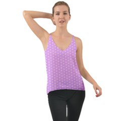 White Polka Dot Pastel Purple Background, Pink Color Vintage Dotted Pattern Chiffon Cami by Casemiro