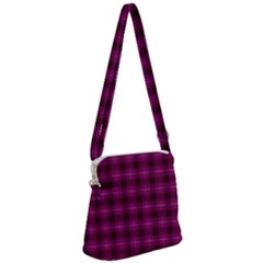 Dark Purple, Violet Tartan, Buffalo Plaid Like Pattern Zipper Messenger Bag by Casemiro