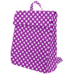 White And Purple, Polka Dots, Retro, Vintage Dotted Pattern Flap Top Backpack by Casemiro