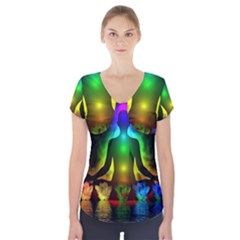 Chakra Short Sleeve Front Detail Top by RLProject