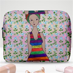 Tan Swimmer Flowerwall Make Up Pouch (large) by snowwhitegirl