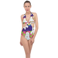 Circus Ghosts Sing Halter Front Plunge Swimsuit by snowwhitegirl