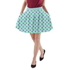 Headphones Girl Aqua A-line Pocket Skirt by snowwhitegirl