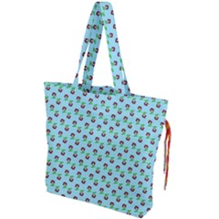 Headphones Girl Aqua Drawstring Tote Bag by snowwhitegirl