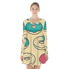 Donuts Long Sleeve Velvet V-neck Dress by Sobalvarro