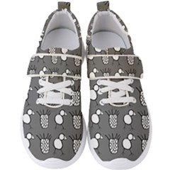 Grey Base, B&w Chpa Pattern Design Men s Velcro Strap Shoes by CHPALTD