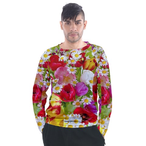 Beautiful Floral Men s Long Sleeve Raglan Tee by Sparkle