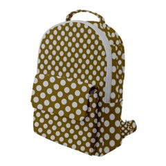 Gold Polka Dots Patterm, Retro Style Dotted Pattern, Classic White Circles Flap Pocket Backpack (large) by Casemiro