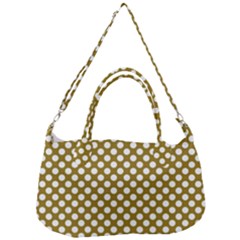 Gold Polka Dots Patterm, Retro Style Dotted Pattern, Classic White Circles Removal Strap Handbag by Casemiro