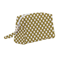 Gold Polka Dots Patterm, Retro Style Dotted Pattern, Classic White Circles Wristlet Pouch Bag (medium) by Casemiro