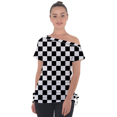 Black And White Chessboard Pattern, Classic, Tiled, Chess Like Theme Tie-up Tee by Casemiro