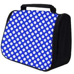 Dark Blue And White Polka Dots Pattern, Retro Pin-up Style Theme, Classic Dotted Theme Full Print Travel Pouch (big) by Casemiro