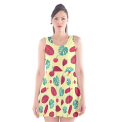 Watermelons, Fruits And Ice Cream, Pastel Colors, At Yellow Scoop Neck Skater Dress by Casemiro