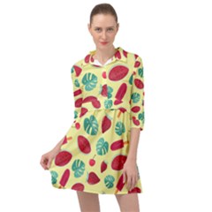 Watermelons, Fruits And Ice Cream, Pastel Colors, At Yellow Mini Skater Shirt Dress by Casemiro