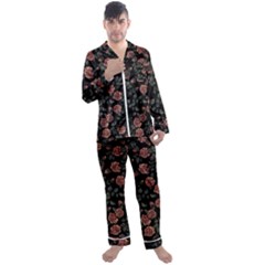 Dusty Roses Men s Long Sleeve Satin Pyjamas Set by BubbSnugg