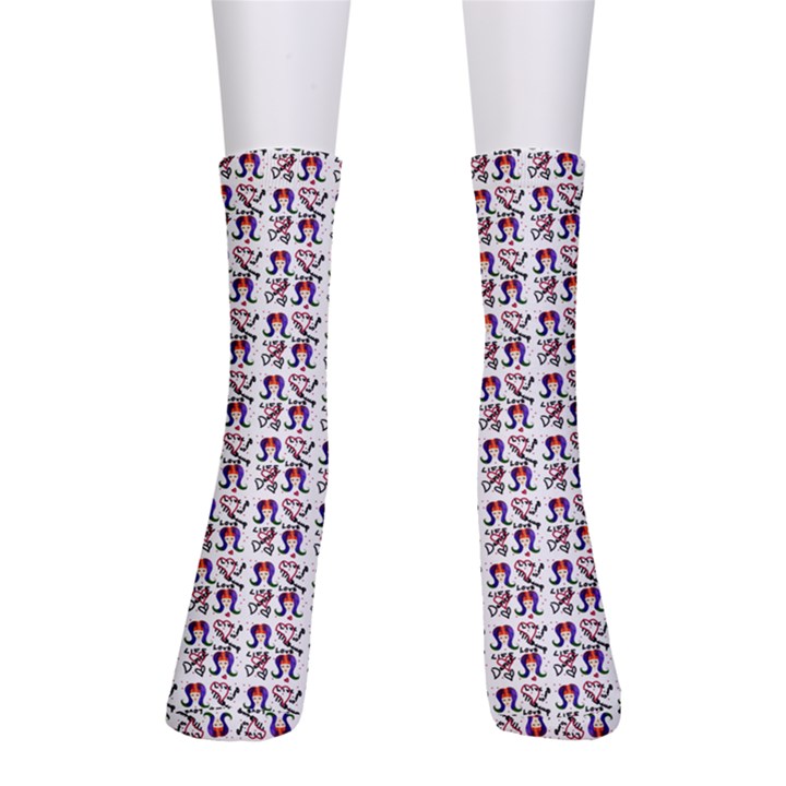 60s Ombre Hair Girl White Men s Crew Socks