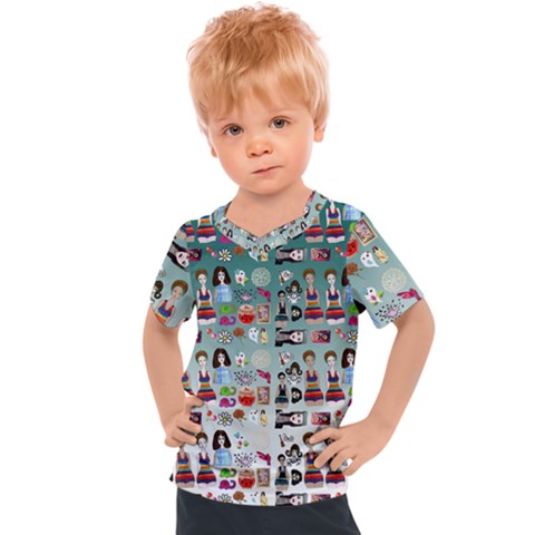 Kawaii Collage Teal  Ombre Kids  Sports Tee by snowwhitegirl