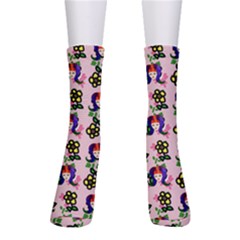 60s Girl Pink Floral Daisy Men s Crew Socks by snowwhitegirl