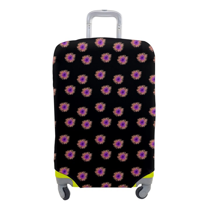 Peach Purple Daisy Flower Black Luggage Cover (Small)