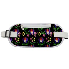 60s Girl Floral Daisy Black Rounded Waist Pouch by snowwhitegirl