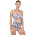 Doctor Pattern White Scallop Top Cut Out Swimsuit View1