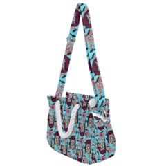 Braids Doll Daisies Blue Rope Handles Shoulder Strap Bag by snowwhitegirl