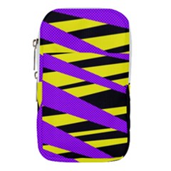 Abstract Triangles, Three Color Dotted Pattern, Purple, Yellow, Black In Saturated Colors Waist Pouch (large) by Casemiro