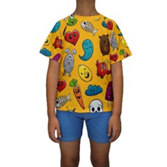 Graffiti Characters Seamless Ornament Kids  Short Sleeve Swimwear by Amaryn4rt