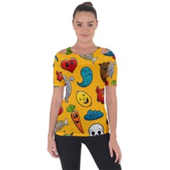 Graffiti Characters Seamless Ornament Shoulder Cut Out Short Sleeve Top by Amaryn4rt