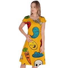 Graffiti Characters Seamless Ornament Classic Short Sleeve Dress by Amaryn4rt