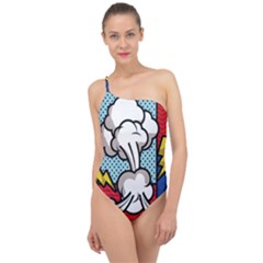 Rays Smoke Pop Art Style Vector Illustration Classic One Shoulder Swimsuit by Amaryn4rt