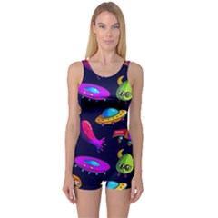 Space Pattern One Piece Boyleg Swimsuit by Amaryn4rt