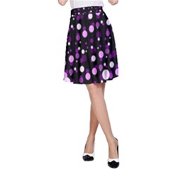 Purple, Pink Bokeh Dots, Asymmetric Polka Dot With Modern Twist A-line Skirt by Casemiro