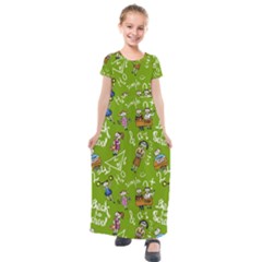 Seamless Pattern With Kids Kids  Short Sleeve Maxi Dress by Amaryn4rt