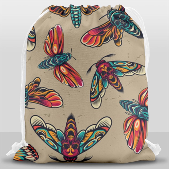 Tattoos Colorful Seamless Pattern Drawstring Bag (Large)