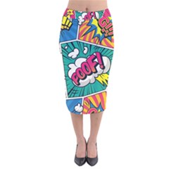 Comic Colorful Seamless Pattern Velvet Midi Pencil Skirt by Amaryn4rt