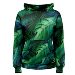 Tropical Green Leaves Background Women s Pullover Hoodie by Amaryn4rt