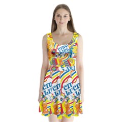 Colorful City Life Horizontal Seamless Pattern Urban City Split Back Mini Dress  by Amaryn4rt