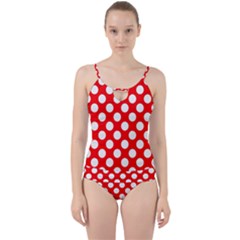 Large White Polka Dots Pattern, Retro Style, Pinup Pattern Cut Out Top Tankini Set by Casemiro