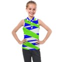 Abstract triangles pattern, dotted stripes, grunge design in light colors Kids  Sleeveless Polo Tee View1